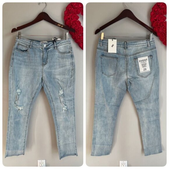 Evidnt Denim - Evidnt Verona Womens Skinny Ankle Distressed Jeans Sz 29 Light Wash